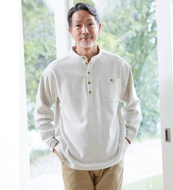 「ざっくり木綿のふんわり起毛シャツ（メンズシャツ）」｜詳細画像