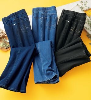 ルフラン（ルフラン）の「【３本組】トリコなはき心地！ニットデニム（ワイドパンツ・ガウチョ）」｜詳細画像