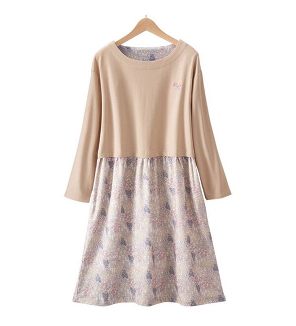 「【２枚組】小柄さんに嬉しいほっこり花柄ワンピース（パジャマ・ルームウェア）」｜詳細画像