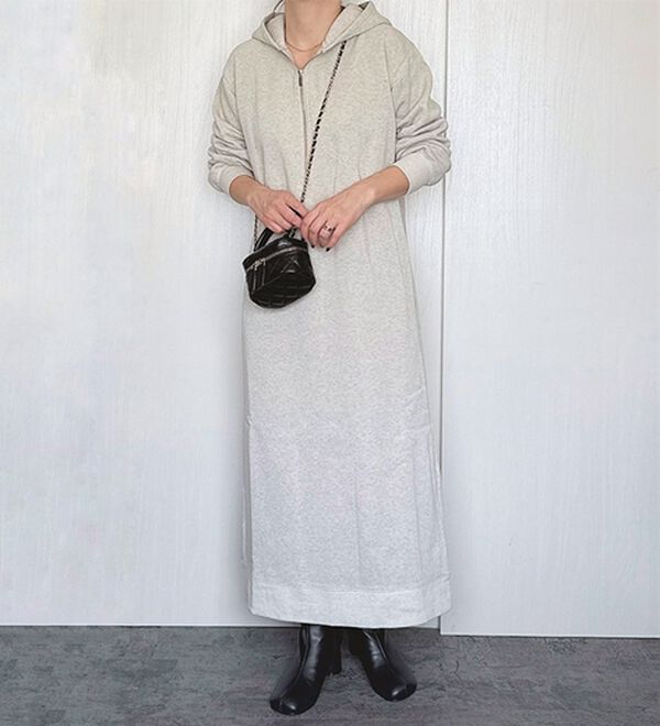 GeeRA（ジーラ）の「【あったか裏起毛】ハーフジップパーカーワンピース（カットソーワンピース）」｜詳細画像