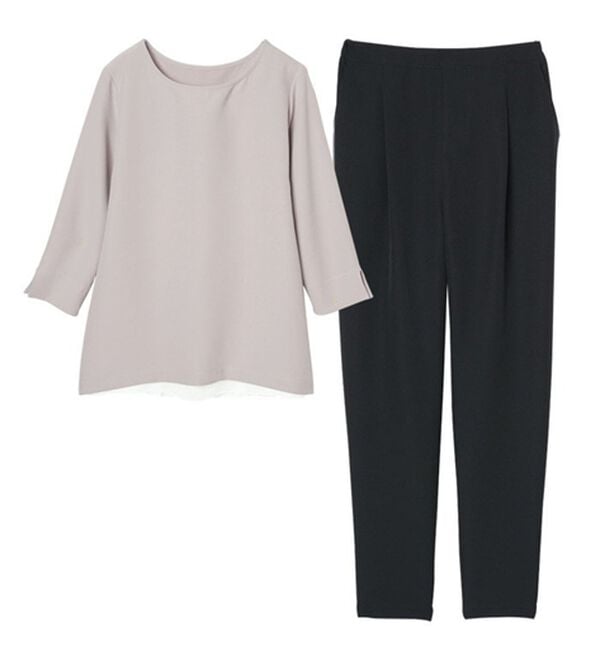 RANAN（ラナン）の「楽ちんキレイ見え！バックプリーツセットアップ（ブラウススーツ）」｜詳細画像