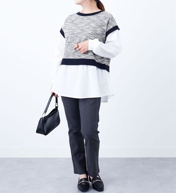 BELLUNA（ベルーナ）の「ツイード調シャツフェイクチュニック（チュニック）」｜詳細画像