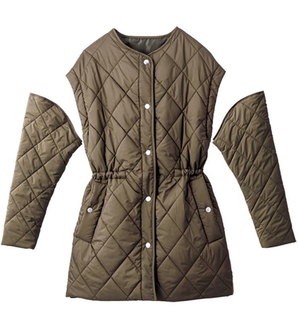 VINNO（ヴィノ）の「２ＷＡＹ袖付キルティングジレコート（中わたコート・ベスト）」｜詳細画像