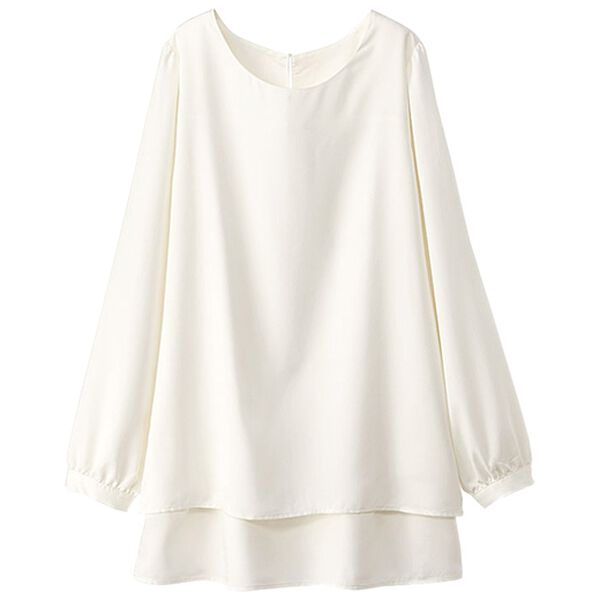 BELLUNA（ベルーナ）の「お手入れ簡単で嬉しいイージーケアブラウス（ティアード）（ブラウス）」｜白