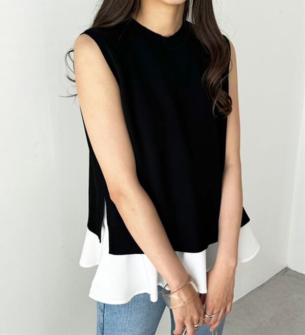 GeeRA（ジーラ）の「ペプラムタンク付ニットプルオーバー（アンサンブル）」｜詳細画像