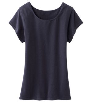 LAVIENNE（ラヴィエンヌ）の「【美姿勢習慣】スーッと猫背をケアするインナー（5分袖・フレンチ袖）（肌着・インナーウェア）」｜ブラック フレンチ袖 単品