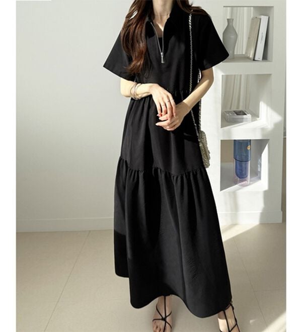 GeeRA（ジーラ）の「サッカーティアードハーフジップワンピース（その他ワンピース）」｜詳細画像