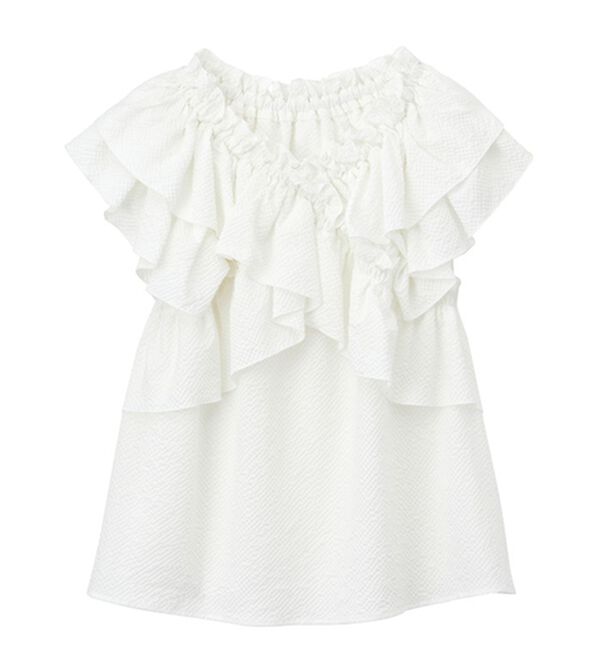 GeeRA（ジーラ）の「クロスフリルサッカーブラウス（ブラウス）」｜詳細画像