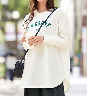 BELLUNA（ベルーナ）の「よれにくい！大人のロゴロングＴシャツ（カットソー）」｜詳細画像