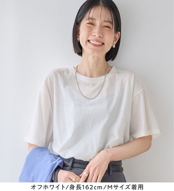 Viola e Viola（ヴィオラ エ ヴィオラ）の「【接触冷感】ほんのり透け感綿混セミシアートップス（カットソー）」｜詳細画像