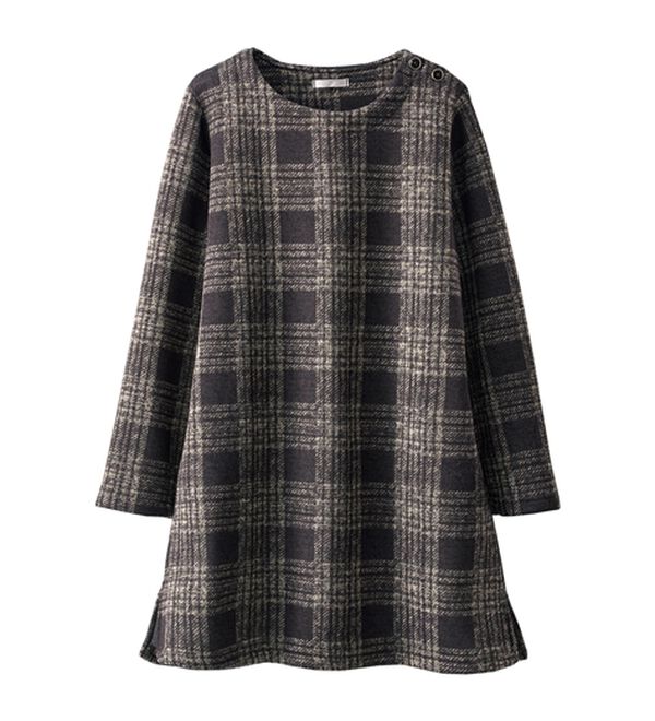 BELLUNA（ベルーナ）の「裏起毛素材チェック柄チュニック（チュニック）」｜詳細画像
