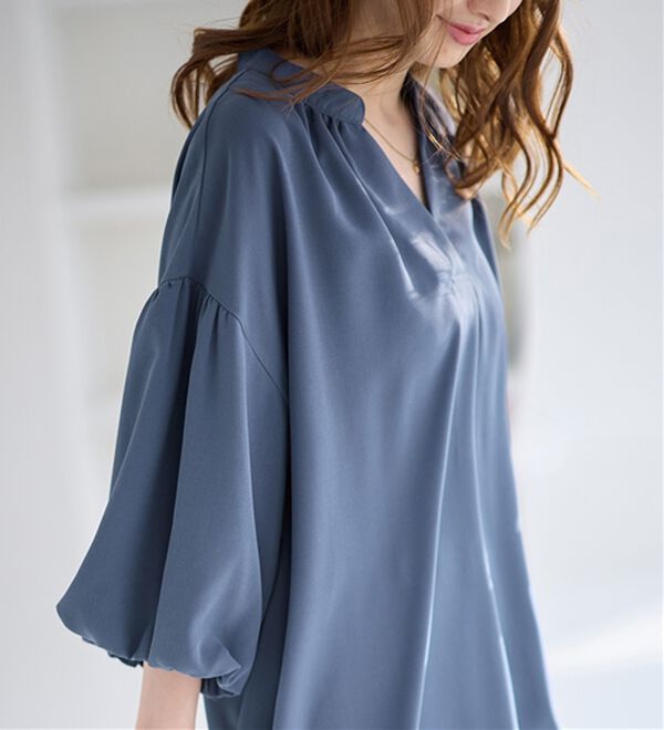 alotta（アロッタ）の「パフ袖とろみブラウスチュニックワンピース（チュニックワンピース）」｜詳細画像