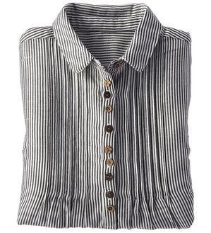 BELLUNA（ベルーナ）の「綿１００％ダブルガーゼブラウス（ブラウス）」｜ストライプ