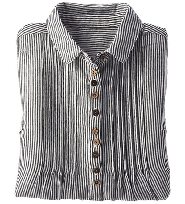 BELLUNA（ベルーナ）の「綿１００％ダブルガーゼブラウス（ブラウス）」｜ストライプ