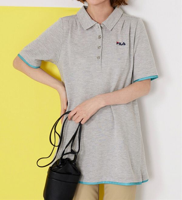 BELLUNA（ベルーナ）の「＜ＦＩＬＡ＞ひんやり！タック使い配色ポロチュニック（ポロシャツ）」｜詳細画像