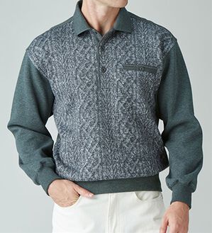 「【２色組】ぬくもりの上品ポロ衿トレーナー（メンズトレーナー）」｜2色組