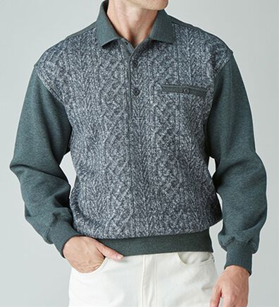 「【２色組】ぬくもりの上品ポロ衿トレーナー（メンズトレーナー）」