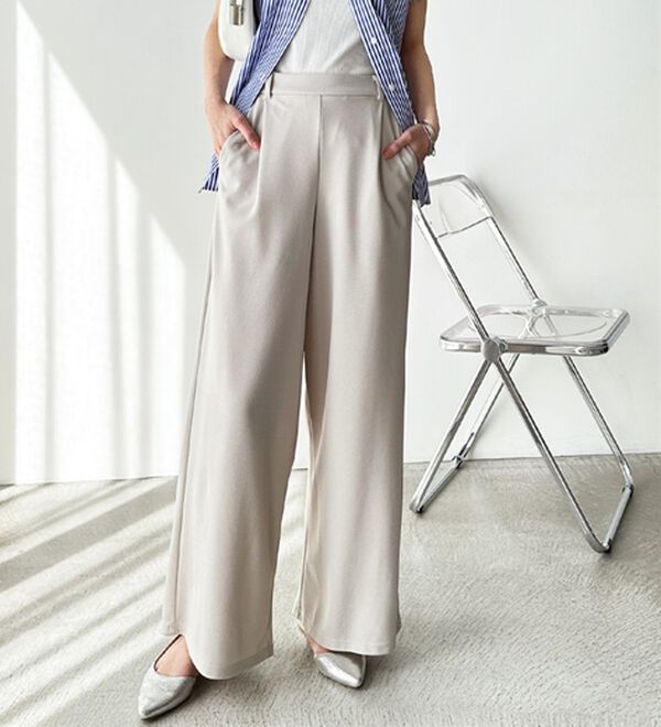 GeeRA（ジーラ）の「接触冷感！美脚ストレッチワイドパンツ（ワイドパンツ・ガウチョ）」｜詳細画像