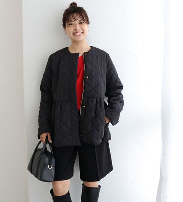 Pierrot（ピエロ）の「ノーカラーフレアキルティングブルゾン（ブルゾン）」｜詳細画像