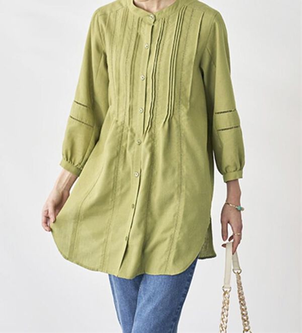 BELLUNA（ベルーナ）の「機能付リネン混ピンタック使いシャツチュニック（チュニック）」｜詳細画像