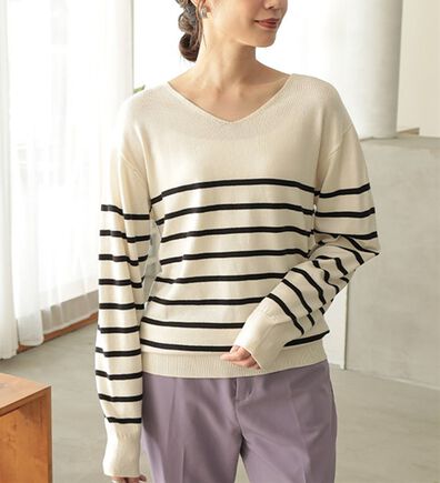 A HAPPY MARILYN（アハッピーマリリン）の「【Ｍ～６Ｌ】Ｒｉｎ 毛玉になりにくいＶネックニット（ニット・セーター）」