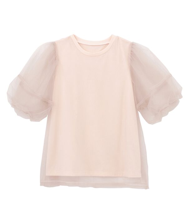 RANAN（ラナン）の「【ひんやり】チュールレイヤードパフスリーブTシャツ（カットソー）」｜詳細画像
