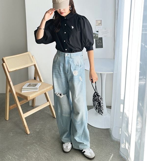 GeeRA（ジーラ）の「【Ｕ．Ｓ．　ＰＯＬＯ　ＡＳＳＮ．】ボリューム袖シャツブラウス（ブラウス）」｜詳細画像