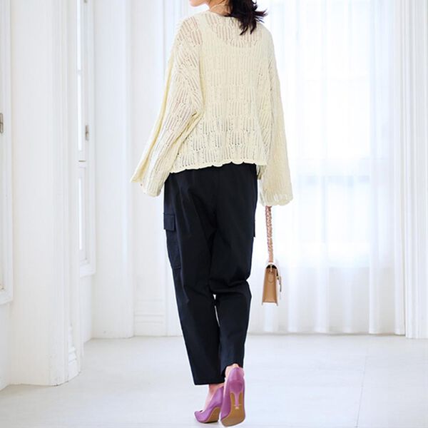 RANAN（ラナン）の「透かし柄短丈ニット（ニット・セーター）」｜詳細画像