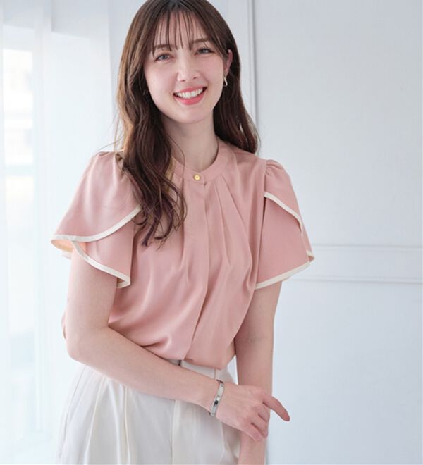 alotta（アロッタ）の「【接触冷感】チューリップ袖パイピングブラウス（ブラウス）」｜詳細画像
