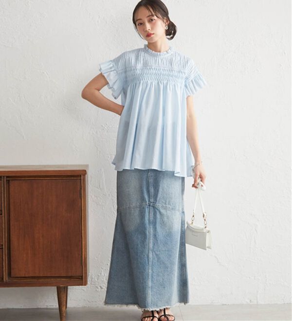 RANAN（ラナン）の「ピンタックフリルボイルブラウス（ブラウス）」｜詳細画像