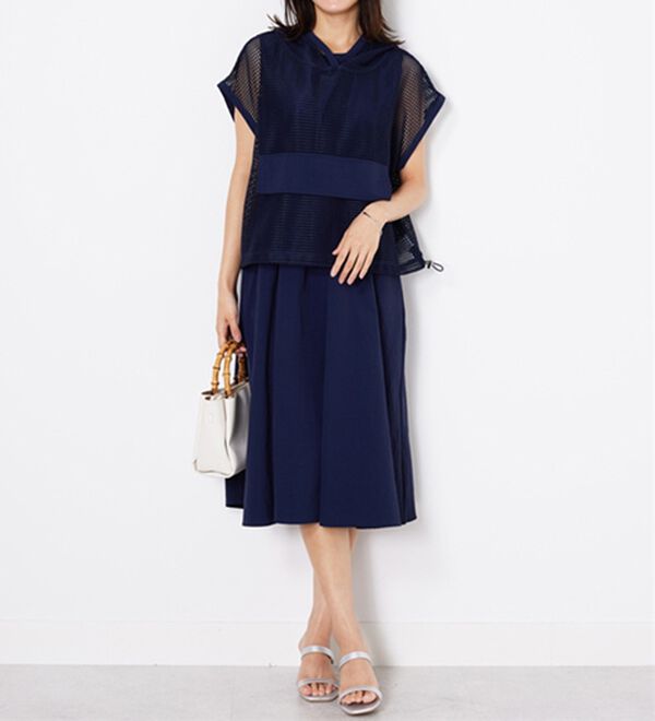 BELLUNA（ベルーナ）の「2点セット【Ｌａｇｒｉｌｕａ】メッシュ使いワンピースアンサンブル（その他ワンピース）」｜詳細画像