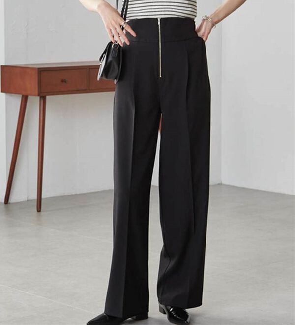 RANAN（ラナン）の「ハイウエストジップワイドパンツ（ワイドパンツ・ガウチョ）」｜詳細画像