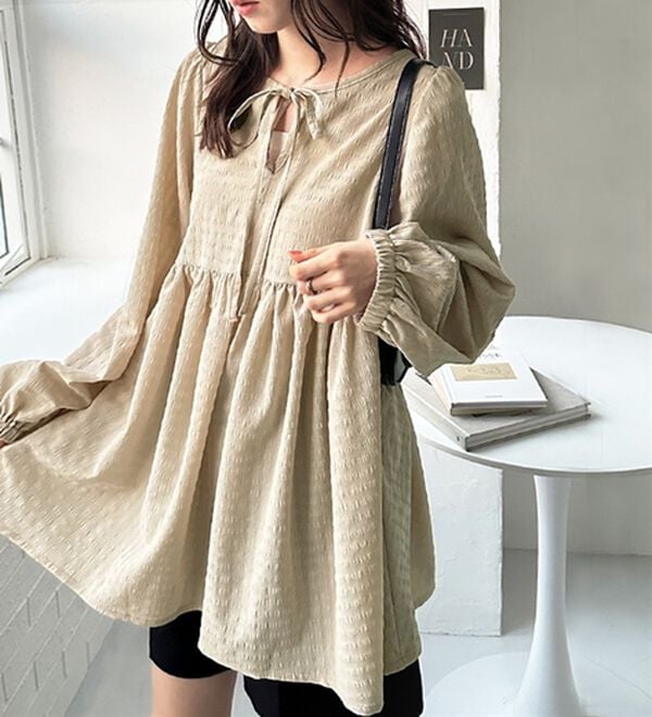 GeeRA（ジーラ）の「前後２ＷＡＹリボンペプラムチュニック（チュニック）」｜詳細画像