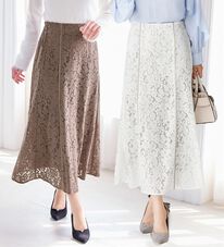 alotta（アロッタ）の「【上品に決まる】配色パイピングレーススカート【美人百花掲載】（ロングスカート）」