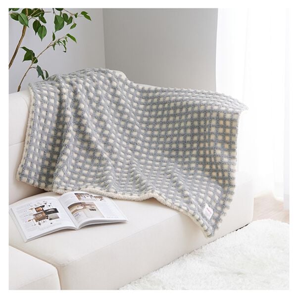 iellio（イエリオ）の「ボアチェックひざ掛け＜ブランケット・毛布＞（肌掛布団・タオルケット）」｜詳細画像