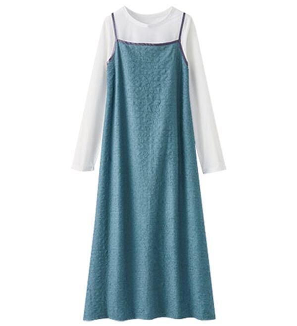 BELLUNA（ベルーナ）の「夏のコーデに悩まない！インナー付ジャカードキャミワンピ（カットソーワンピース）」｜詳細画像