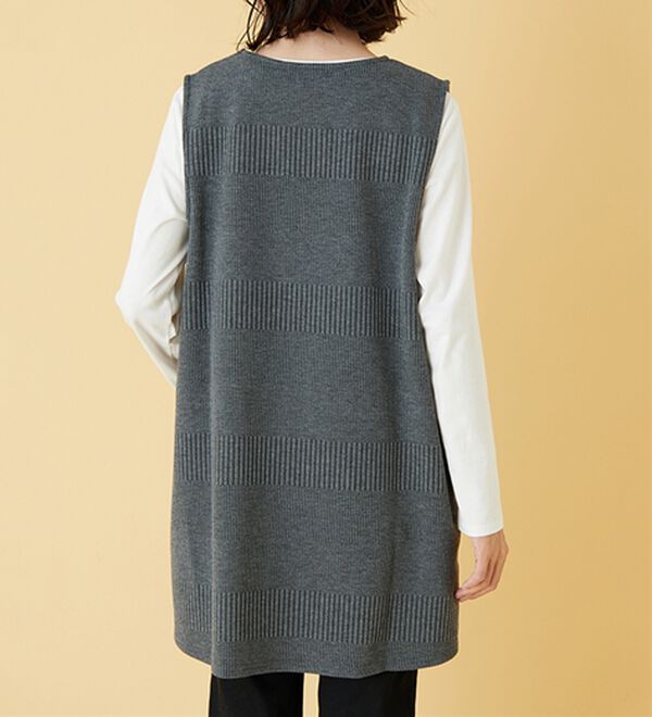 BELLUNA（ベルーナ）の「ボーダージャカード素材釦使いジャンパードレス（ジャンパースカート）」｜詳細画像