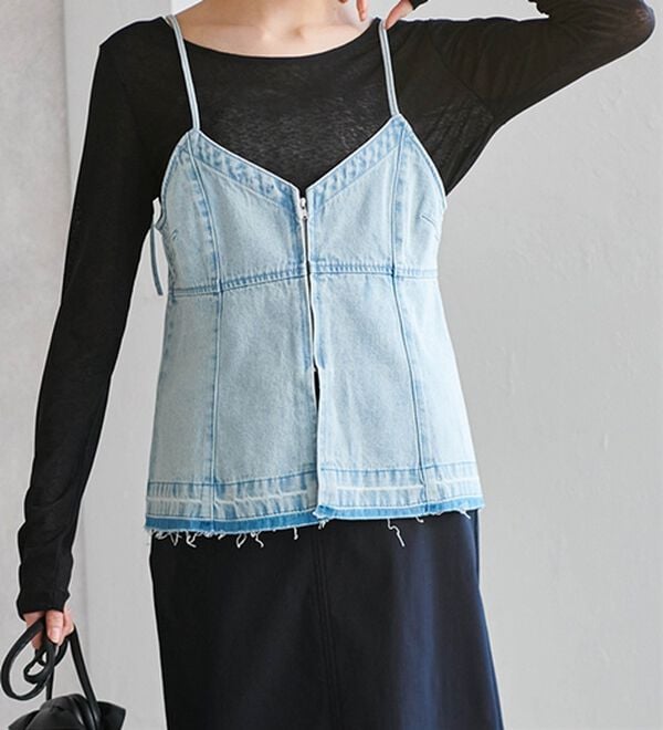 RANAN（ラナン）の「デニム素材キャミビスチェ（タンクトップ・キャミソール）」｜詳細画像