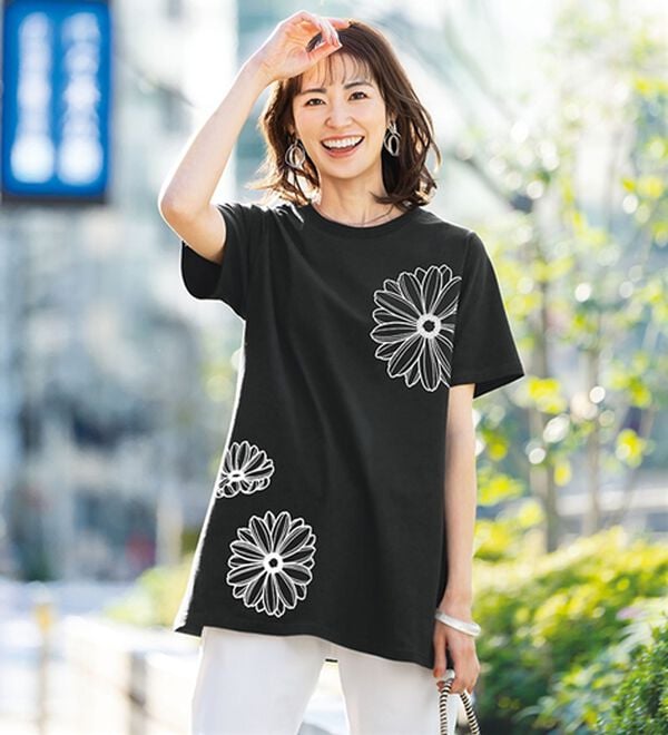 ひんやリッチコットン大人のおしゃれプリントチュニック - ベルーナ