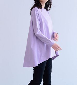 RANAN（ラナン）の「＜ＢＣ＞綿１００％ひんやりフレアーシルエットチュニック（カットソー）」｜パープル
