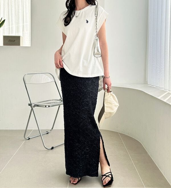 GeeRA（ジーラ）の「スリットジャカードスカート（ロングスカート）」｜詳細画像