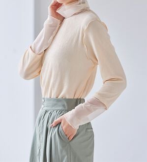 RANAN（ラナン）の「シアーデザインハイネックカットソー（カットソー）」｜アイボリー