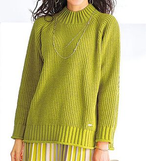 BELLUNA（ベルーナ）の「モール素材チャンキーニットプルオーバー（ニット・セーター）」｜イエローグリーン