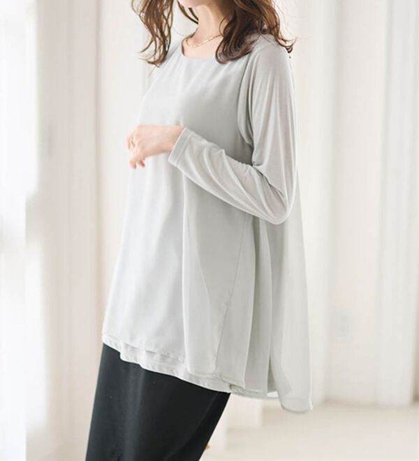 RANAN（ラナン）の「異素材切替フレアーチュニック（チュニック）」｜詳細画像