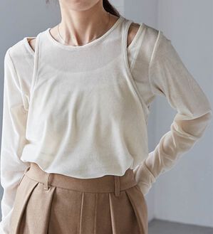 RANAN（ラナン）の「２ＷＡＹレイヤードシアーベロアトップス（カットソー）」｜アイボリー
