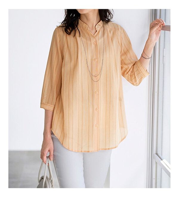 BELLUNA（ベルーナ）の「ストライプ柄スキッパーブラウス（ブラウス）」｜詳細画像