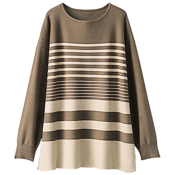 BELLUNA（ベルーナ）の「ランダムボーダー柄ニットプルオーバー（ニット・セーター）」｜詳細画像