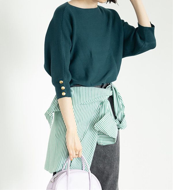 GeeRA（ジーラ）の「袖ボタン付ドルマンニットトップス（ニット・セーター）」｜詳細画像