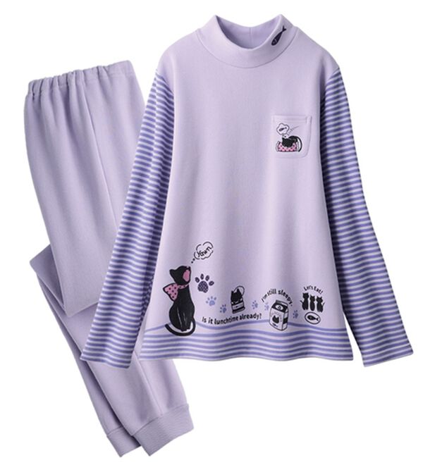 ルフラン（ルフラン）の「【２着組】ほっこりネコプリントホームスーツ（パジャマ・ルームウェア）」｜詳細画像