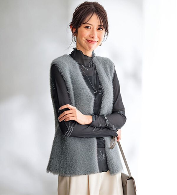 BELLUNA（ベルーナ）の「シアー素材ハイネックインナープルオーバー（カットソー）」｜詳細画像